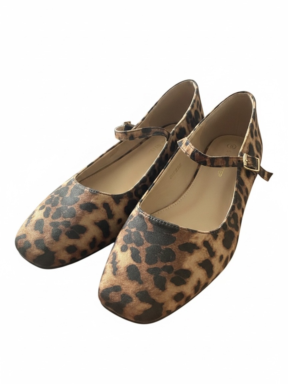 Lucky Step Leopard Print Satin Fabric Ballet Flats Size 8  New